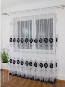 Firana z haftem i welurem- czarny 400x250 cm