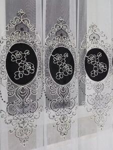 Firana z haftem i welurem- czarny 400x250 cm