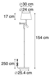 Brązowa lampa podłogowa z białym kloszem i regulowaną lampką do czytania - Ladas Oswietlenie wewnetrzne