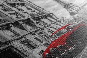 Obraz czerwony samochód retro w Paryżu