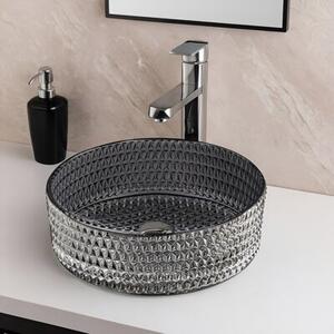 Umywalka nablatowa HYDROSAN BRILLANT1-BL-PL-360 Okrągły Czarno - Platynowy połysk
