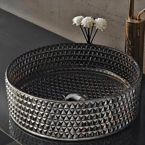 Umywalka nablatowa HYDROSAN BRILLANT1-BL-PL-360 Okrągły Czarno - Platynowy połysk