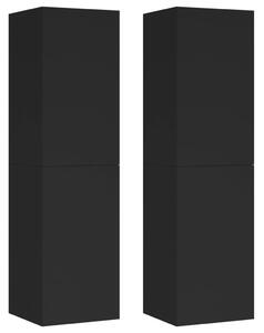 Szafki telewizyjne, 2 szt., czarne, 30,5x30x110 cm, płyta