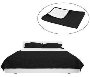 Dwustronna, pikowana narzuta na łóżko, 170x210 cm, czarno-biała