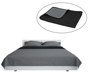 Dwustronna, pikowana narzuta na łóżko, 220x240 cm, szaro-czarna