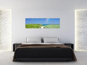 Obraz - Krajobraz i tęcza (170x50 cm)