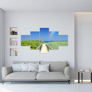 Obraz - Krajobraz i tęcza (125x70 cm)