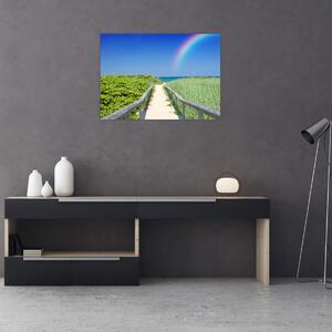 Obraz - Krajobraz i tęcza (70x50 cm)