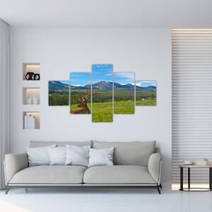 Obraz - Jeleń na łące (125x70 cm)