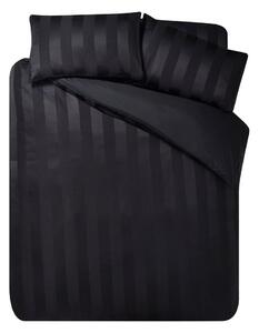Czarna satynowa pościel jednoosobowa 135x200 cm So Soft Satin Stripe – Catherine Lansfield