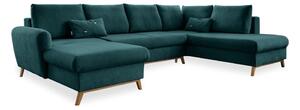 Turkusowa rozkładana sofa w kształcie litery "U" Miuform Scandic Lagom, prawostronna