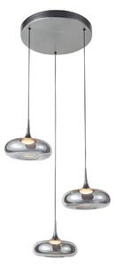 TENELE lampa wisząca srebrna klosze dymione LED 21W DIM 3000K PND-24028-3A-SILV