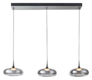 TENELE lampa wisząca srebrna klosze dymione na listwie LED 21W DIM 3000K PND-24028-3B-SILV