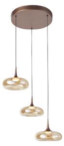 TENELE lampa wisząca miedziana klosze bursztynowe LED 21W DIM 3000K PND-24028-3A-COPP