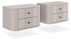 Zestaw szafek nocnych wiszących Vesper 56 cm - kaszmir / czarne uchwyty