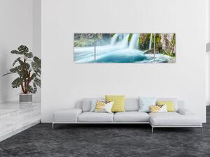 Obraz - Skały z wodospadami (170x50 cm)