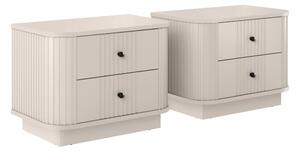 Zestaw szafek nocnych Vesper 56 cm na cokole - kaszmir / czarne uchwyty