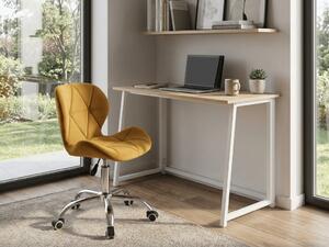 Zestaw do gabinetu ZARIMO stół 80x40 cm, biały/dąb sonoma + fotel AVOLA VELVET, musztardowy