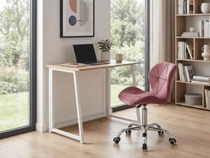 Zestaw do gabinetu ZARIMO stół 80x40 cm, biały/dąb sonoma + fotel AVOLA VELVET, ciemnoróżowy