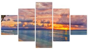 Obraz - Zachód słońca na plaży (125x70 cm)