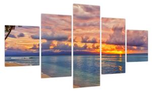 Obraz - Zachód słońca na plaży (125x70 cm)