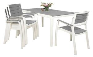 Meble ogrodowe Zestaw Keter Harmony stół + 4 krzesła biały/jasnoszary