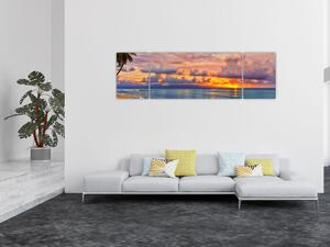 Obraz - Zachód słońca na plaży (170x50 cm)