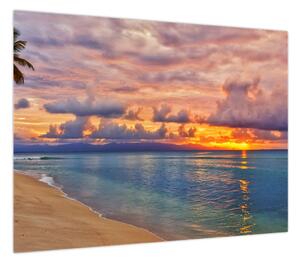 Obraz - Zachód słońca na plaży (70x50 cm)