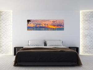 Obraz - Zachód słońca na plaży (170x50 cm)