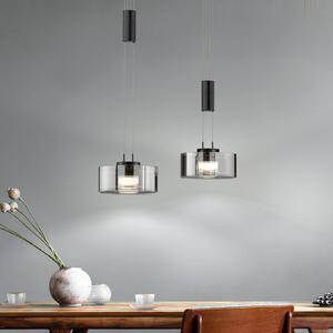 FISCHER & HONSEL Lampa wisząca Lavin, możliwość ściemniania, czarny, salon / jadalnia, metal, nowoczesny