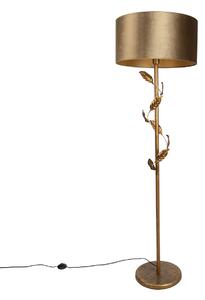 Lampa podłogowa złota z brązowym kloszem i złotym wnętrzem 50 cm - Linden