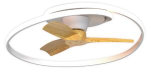 Wentylator sufitowy LED Ocean biały/drewno DC cichy CCT – Mantra Mantra Iluminación, Ocean, ściemnialny, biały, salon, tworzywo sztuczne, nowoczesny