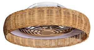 Wentylator sufitowy LED Kilimanjaro, CCT, rattan – Mantra Mantra Iluminación, Kilimanjaro, ściemnialny, drewniany, salon, drewno