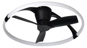 Wentylator sufitowy LED Nepal Mini, sterowanie przez aplikację, czarno-biały – Mantra Iluminación, Nepal Mini, ściemnialny, czarny, salon, metal, nowoczesny