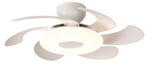 Wentylator sufitowy LED Flower, biały, z cichym silnikiem prądu stałego, CCT – Mantra Iluminación, Flower, ściemnialny, biały, salon, tworzywo sztuczne, nowoczesny