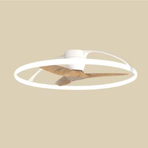 Inteligentny wentylator sufitowy LED Nepal, biały/buk, DC – Mantra Mantra Iluminación, Nepal, ściemnialny, drewniany, salon, metal, nowoczesny