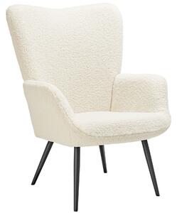Tectake fotel hygge, tapicerowany, ergonomiczny, nośność 150 kg - bez stołka, bouclé kremowy/czarny