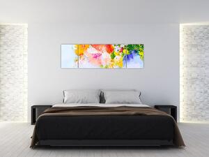 Obraz - Kwiaty, malarstwo (170x50 cm)