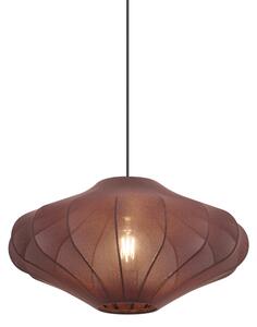 Lampa wisząca Japandi brązowa z materiałowym abażurem 50 cm - Plu Oswietlenie wewnetrzne