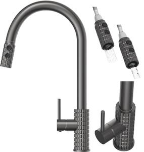 Granitan - Bateria kuchenna - Kran kuchenny wys. 41 cm - Bateria zlewozmywakowa gun grey - SNAKE