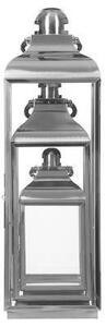 Lampion dekoracyjny szklany INOX, 3 sztuki w komplecie