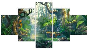Obraz - Ilustracja lasu tropikalnego (125x70 cm)