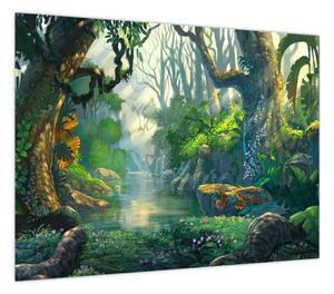 Obraz - Ilustracja lasu tropikalnego (70x50 cm)