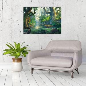 Obraz - Ilustracja lasu tropikalnego (70x50 cm)