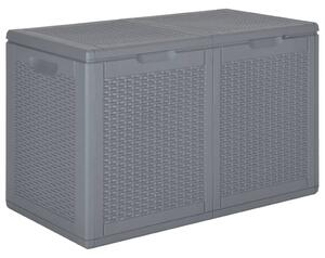 Skrzynia ogrodowa, szara, rattan PP, 180 L