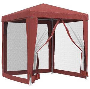 Namiot imprezowy z 4 siatkowymi ścianami, czerwony, 2x2 m, HDPE