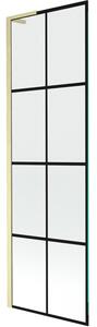 Mexen Next L parawan nawannowy 1-skrzydłowy 60 x 150 cm, czarna kratka, złoty szczotkowany - 895-060-000-03-77-55