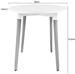 Biały okrągły stół na drewnianych nogach 80 cm - Wibo 4X