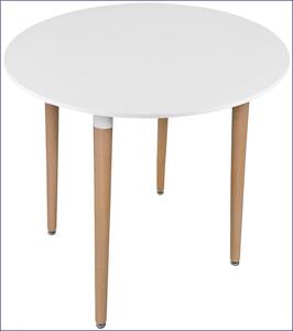 Biały okrągły stół na drewnianych nogach 80 cm - Wibo 4X