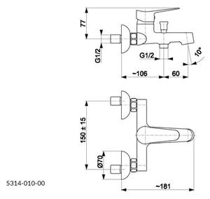 Bateria wannowa natynkowa KFA ARMATURA Leonit 5314-010-00 Chrom